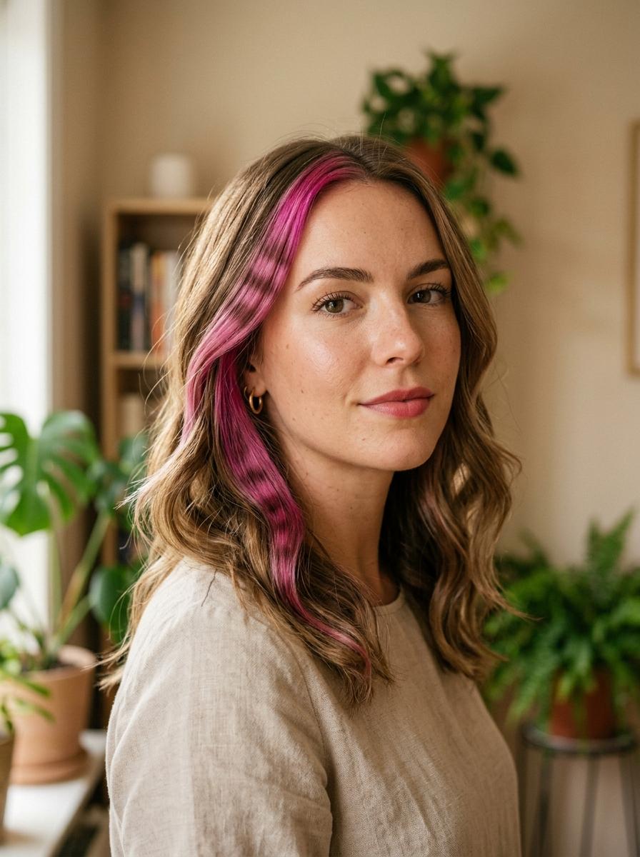 Braune Haare mit Karamell-Raccoon-Strähne - Raccoon Tail Hair Idee
